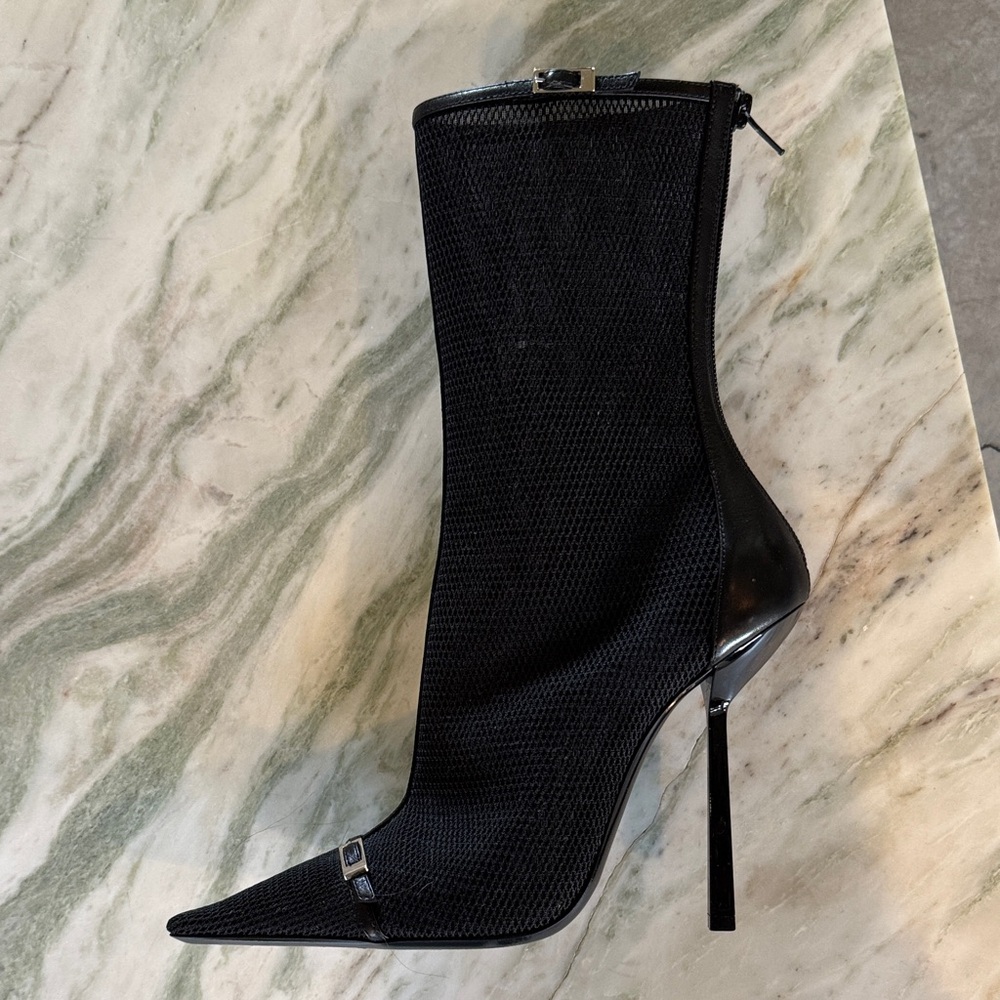 Saint Laurent leather and mesh Black Boots